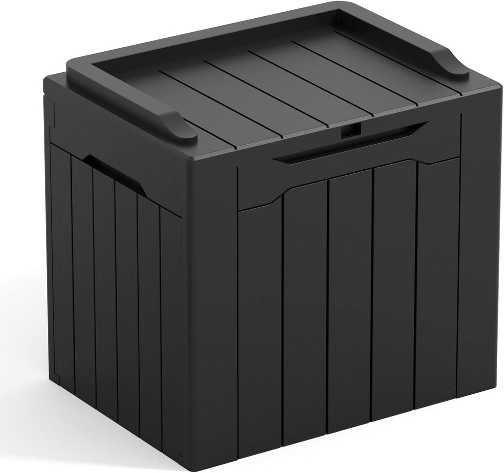 Greesum 82 Gallon Resin Deck Box All Weather Large Outdoor Storage for Patio Furniture, Toys, Garden Tools, Lockable, Black