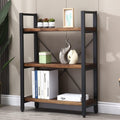 WH-AOERPUMY 5 Tier Bookcase, Solid Wood Bookshelf Rustic Vintage Industrial Etagere Bookcase, Metal and Wood Free Vintage Bookshelf, Retro Brown (5-Tiers)