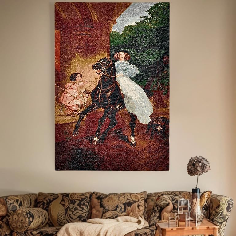 AureoMadis Woven Tapestry Wall Hanging - Large Vintage Medieval Renaissance Victorian Art Home Decor for Living Room Bedroom (34.5" W x 28.0" H) - Hunting Scene with lining