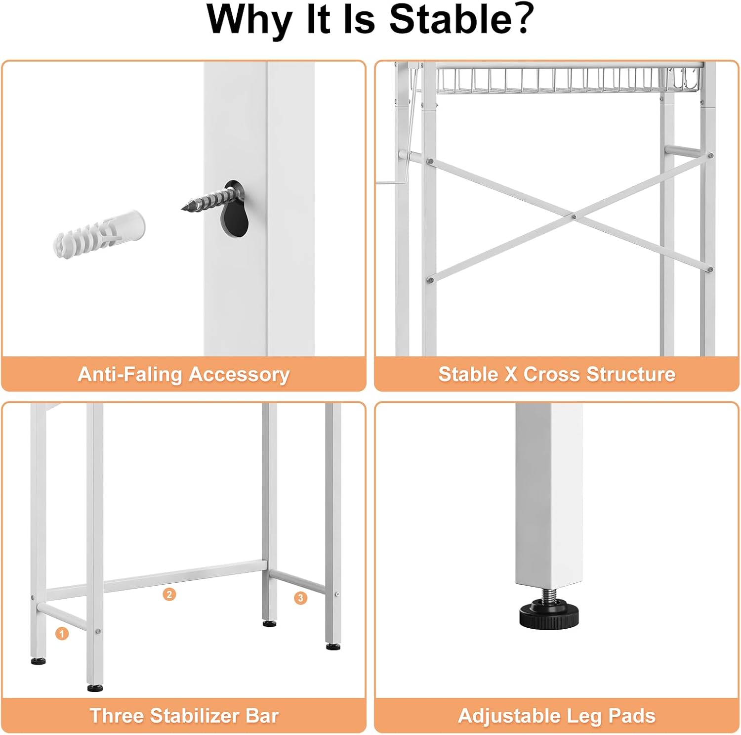 Kalrin Over-The-Toilet Storage Rack, 4-Tier Bathroom Organizer Shelf Over Toilet with Adjustable Shelf and Basket, Freestanding Space Saver Bathroom Shelves Above Toilet for Room (Pure White)