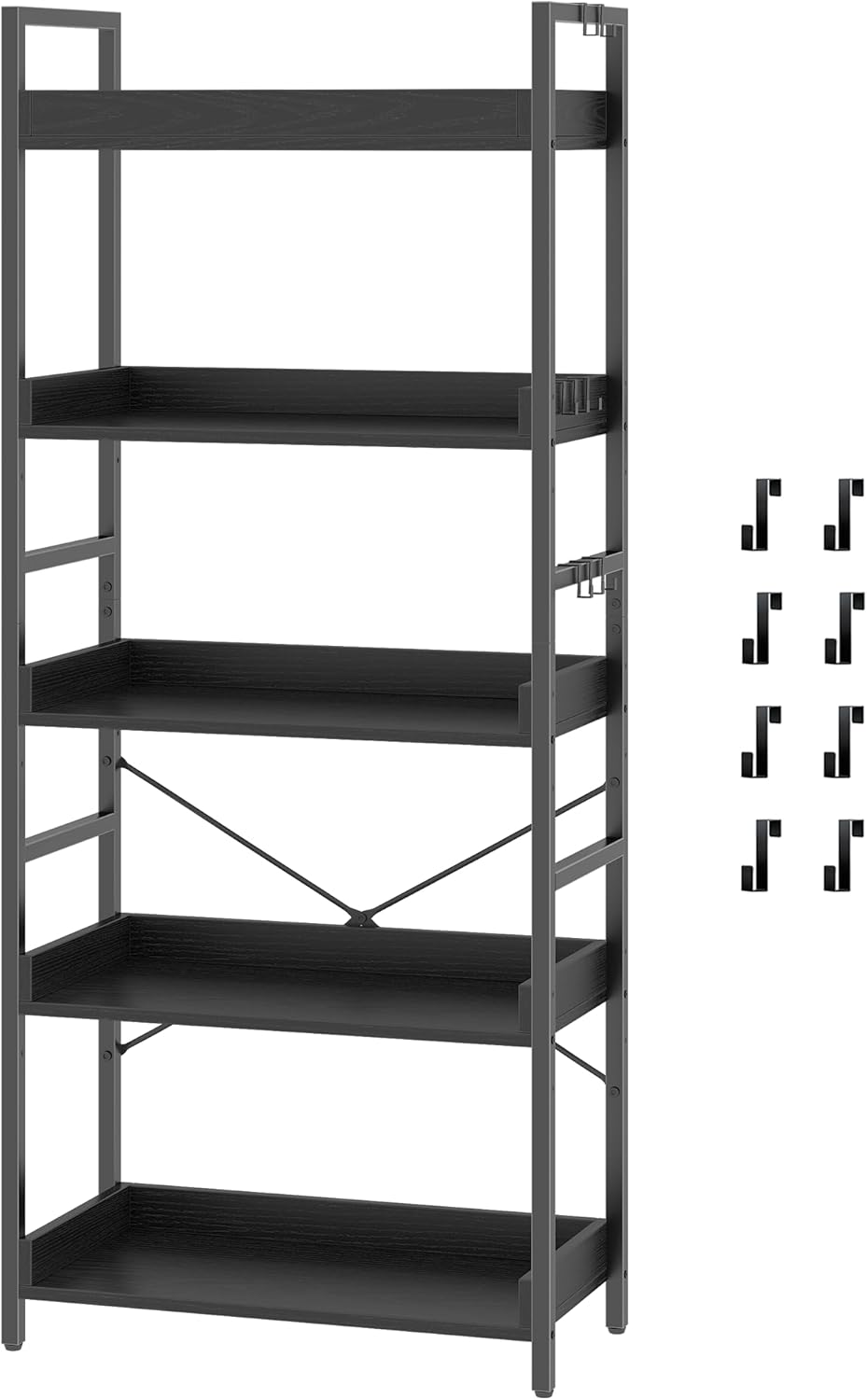 HCHQHS Bookshelf, Adjustable Industrial Bookcase, Vertical Tall Book Shelf, Wood and Black Metal Open Bookshelves for Home Office, Living Room, Bedroom (Rustic Brown, 6-Tier (31" W x 70" H))