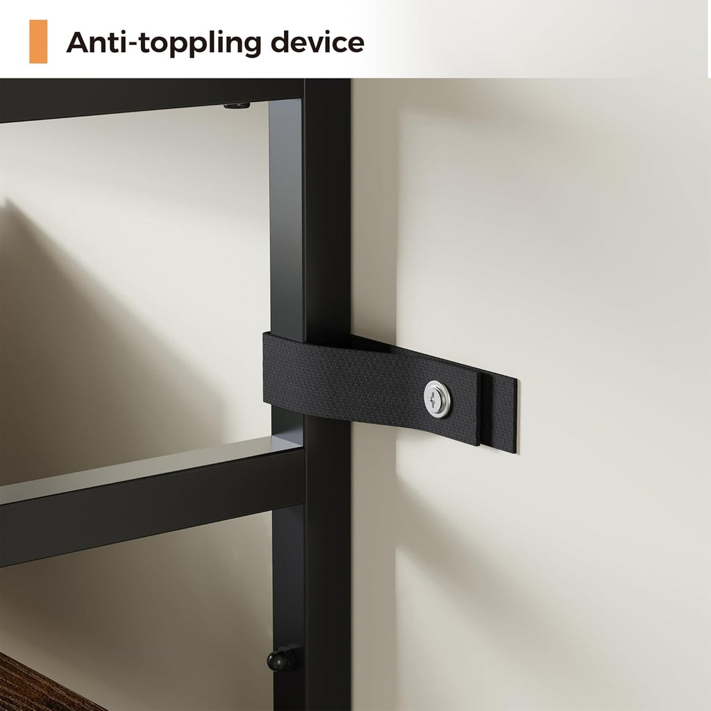 IRONCK Bookshelves 6 Tiers 73.1 inch Tall Industrial Bookshelf with Doors, Bookcase and Display Shelf, Open Storage Cabinet for Living Room, Home Office