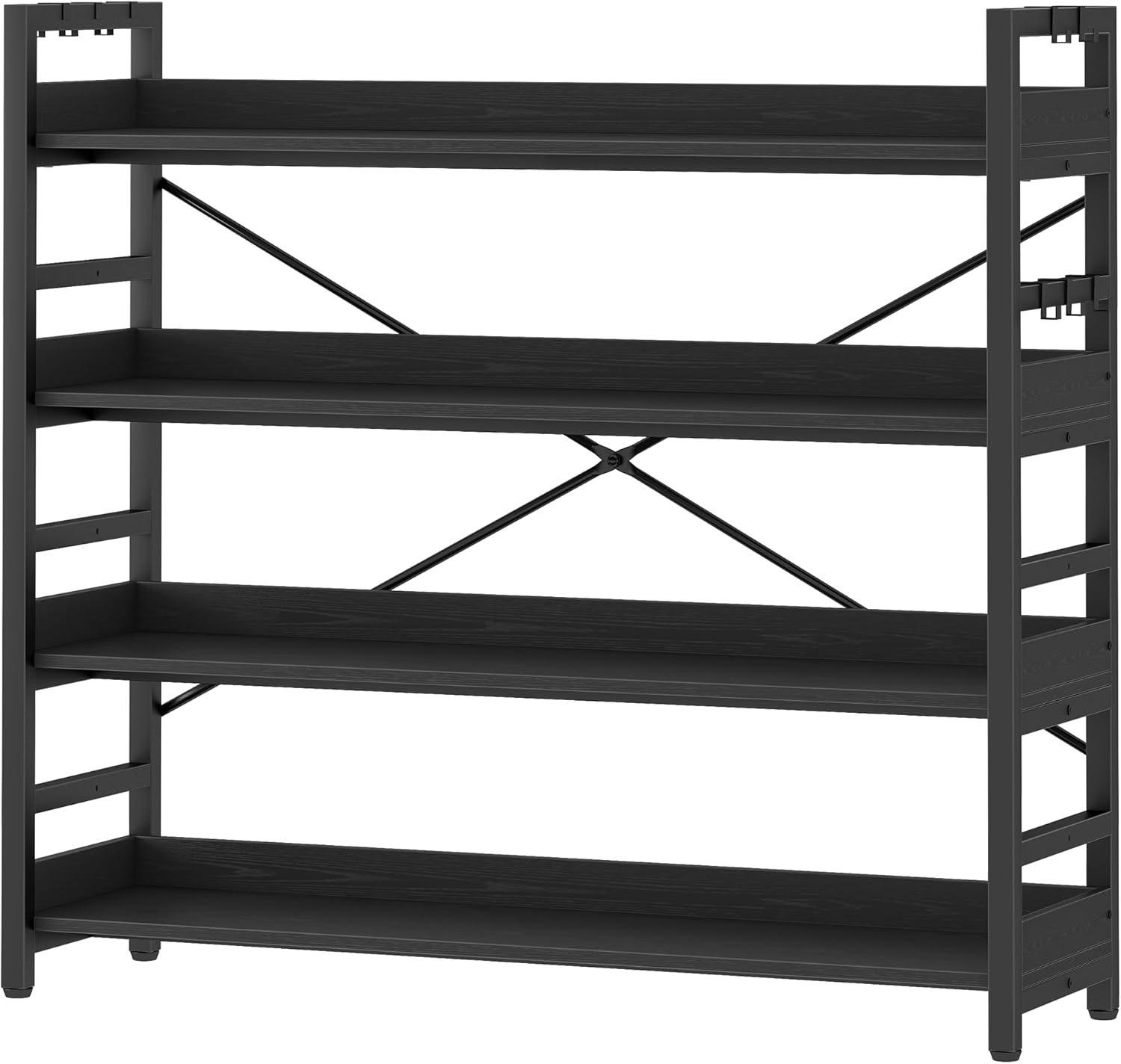 HCHQHS Bookshelf, Adjustable Industrial Bookcase, Vertical Tall Book Shelf, Wood and Black Metal Open Bookshelves for Home Office, Living Room, Bedroom (Rustic Brown, 6-Tier (31" W x 70" H))