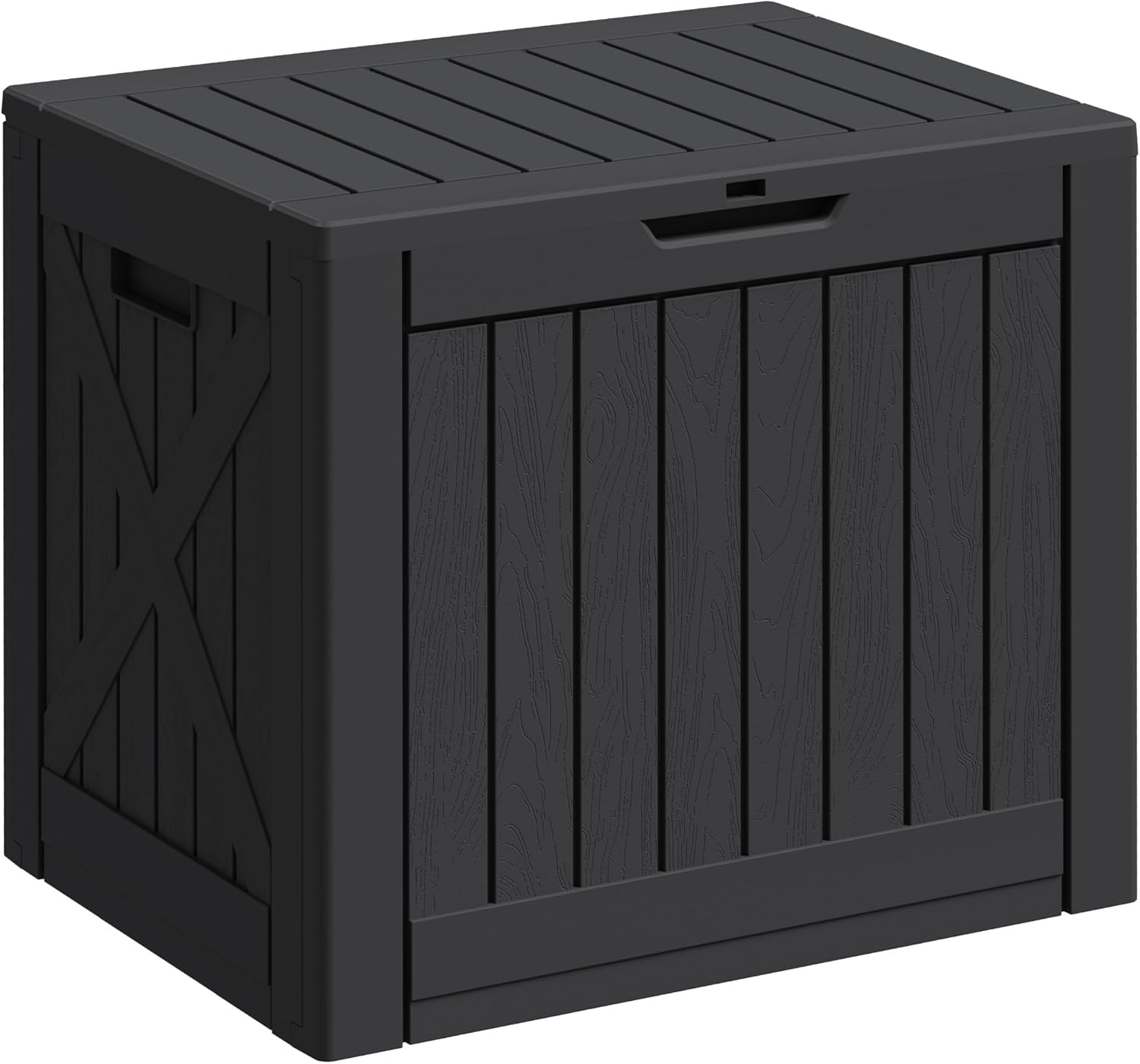 Greesum 82 Gallon Resin Deck Box All Weather Large Outdoor Storage for Patio Furniture, Toys, Garden Tools, Lockable, Black