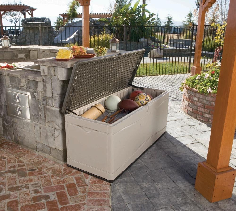 LIFETIME 60012 Extra Large Deck Box, 130 Gallon, Desert Sand/Brown