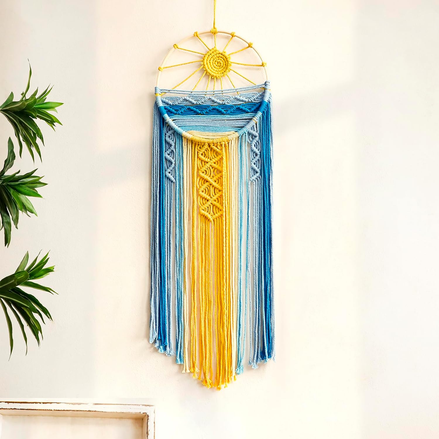 3 Pack Macrame Wall Hanging Tapestry Sunrise Sunset Wall Art Set, Hand Woven Boho Tapestries Colorful Sun Wall Decor for Bedroom Living Room Apartment (3 Pcs)