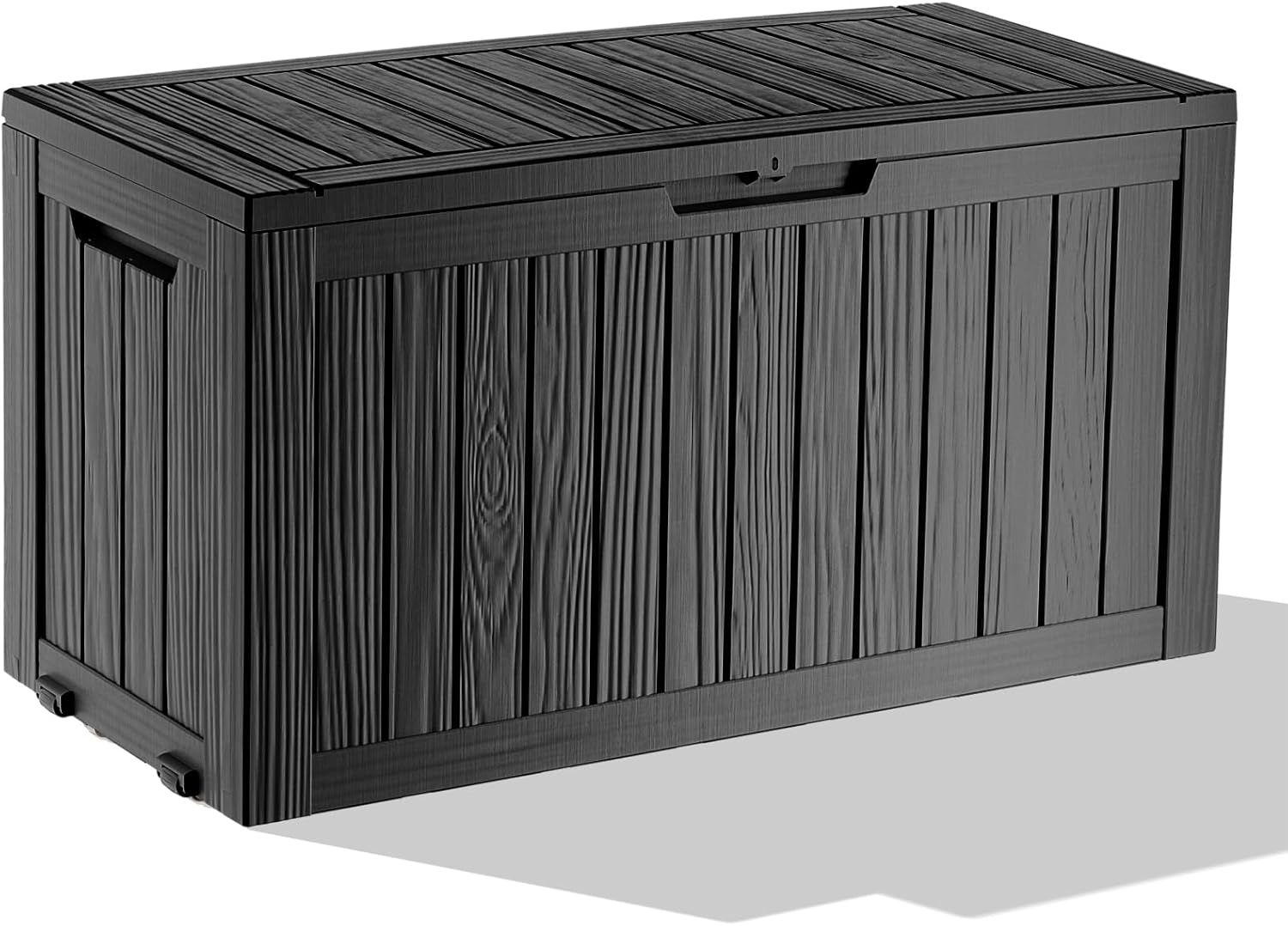 MAIUSCOLI 150 Gallon Waterproof Outdoor Storage Box,Resin Deck Box,Lockable Outside Storage Box Container for Patio Furniure,Garden,Tools (150 Gallon,Black)