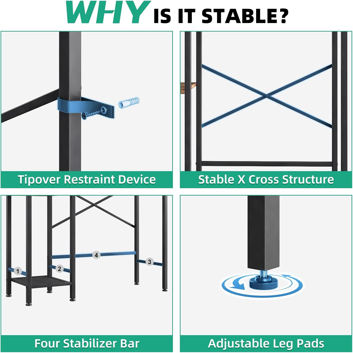 Kalrin 8-Tier Over The Toilet Storage with Side Rack, Over Toilet Storage Rack with Adjustable Shelf & Drain Basket, Freestanding Bathroom Organizer for Balcony, Laundry (Vintage Brown)