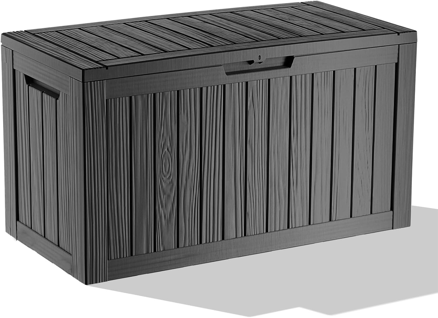MAIUSCOLI 150 Gallon Waterproof Outdoor Storage Box,Resin Deck Box,Lockable Outside Storage Box Container for Patio Furniure,Garden,Tools (150 Gallon,Black)