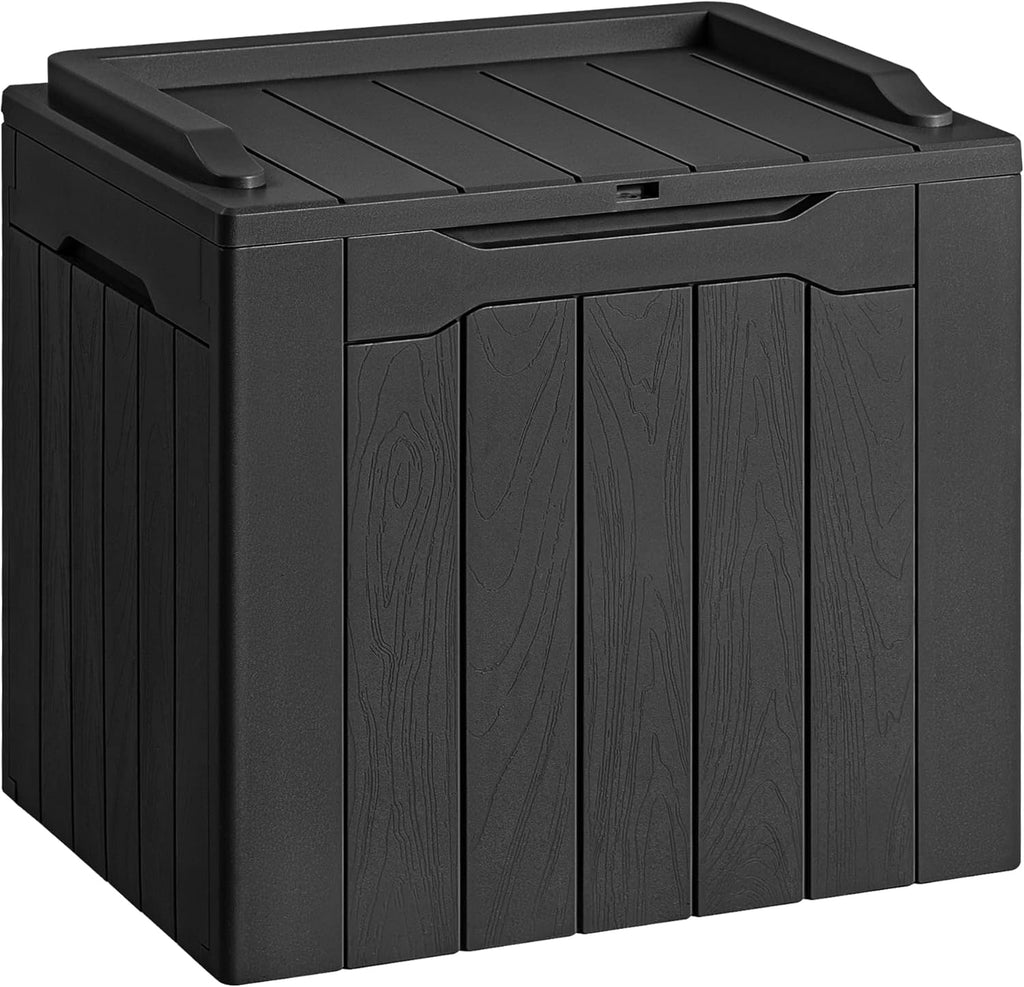 Devoko 78 Gallon Deck Box, Waterproof Resin Outdoor Storage Box for Outside and Patio, Outdoor Storage Bench Lockable for Patio Furniture, Garden Tools and Pool Supplies (Black, 78 Gallon)