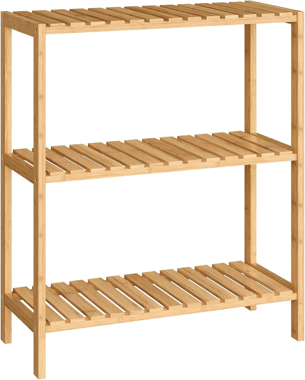 SONGMICS Bamboo Storage Shelf, 4-Tier Shelving Unit, Multifunctional, in the Entryway, Bathroom, Living Room, Balcony, Kitchen, 13 x 13 x 38.6 Inches, Light Bamboo UBCB54Y