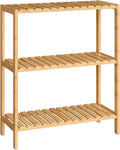 SONGMICS Bamboo Storage Shelf, 4-Tier Shelving Unit, Multifunctional, in the Entryway, Bathroom, Living Room, Balcony, Kitchen, 13 x 13 x 38.6 Inches, Light Bamboo UBCB54Y