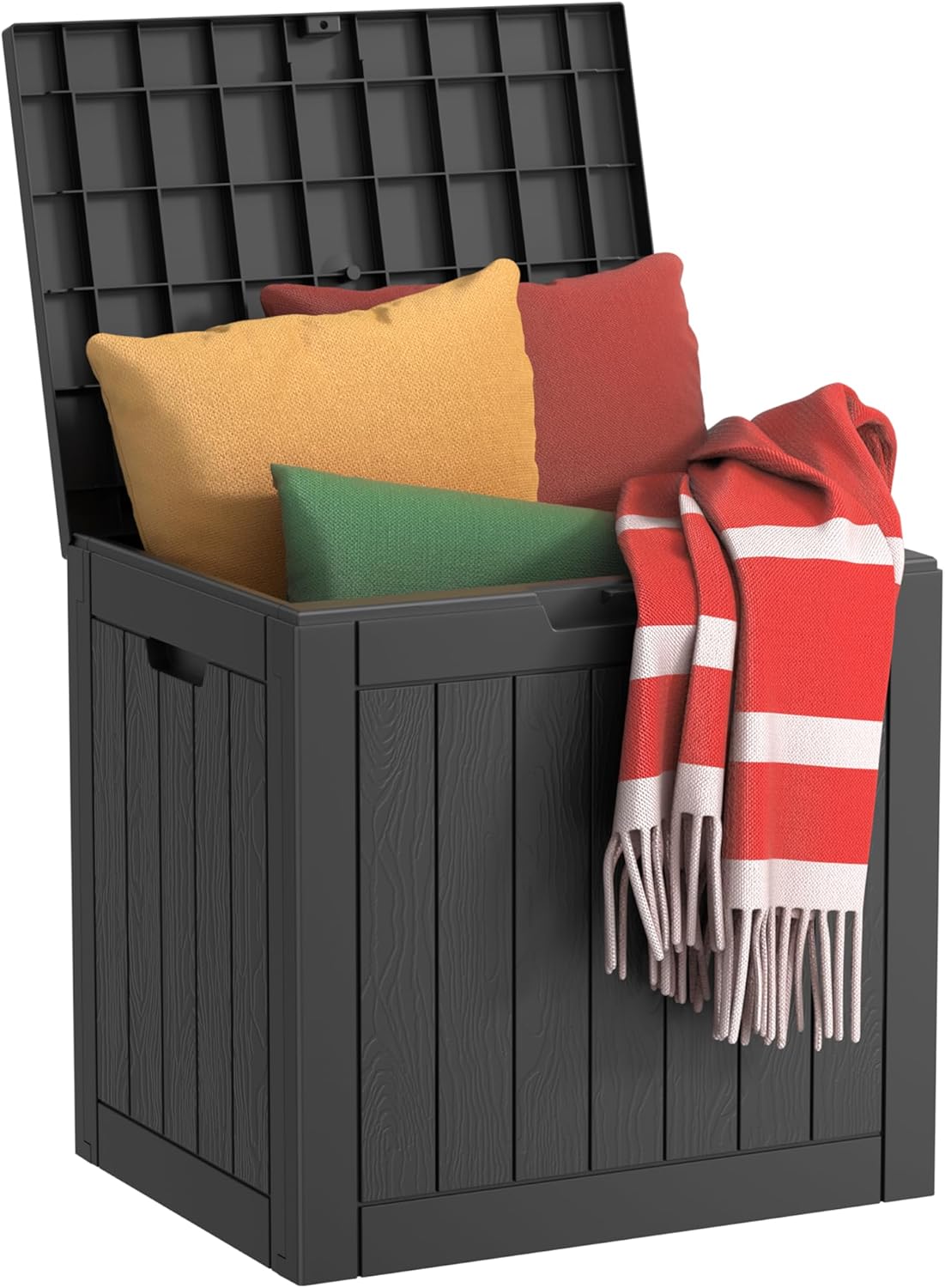 MAIUSCOLI 150 Gallon Waterproof Outdoor Storage Box,Resin Deck Box,Lockable Outside Storage Box Container for Patio Furniure,Garden,Tools (150 Gallon,Black)