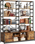 IRONCK Bookshelves 6 Tiers 73.1 inch Tall Industrial Bookshelf with Doors, Bookcase and Display Shelf, Open Storage Cabinet for Living Room, Home Office