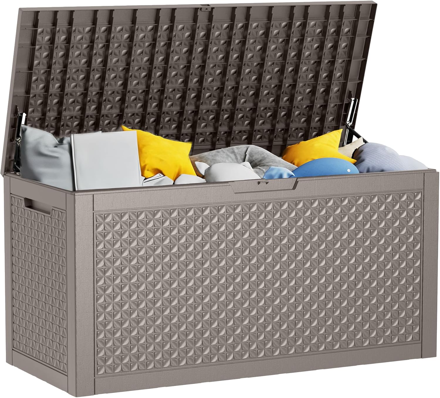 MAIUSCOLI 150 Gallon Waterproof Outdoor Storage Box,Resin Deck Box,Lockable Outside Storage Box Container for Patio Furniure,Garden,Tools (150 Gallon,Black)