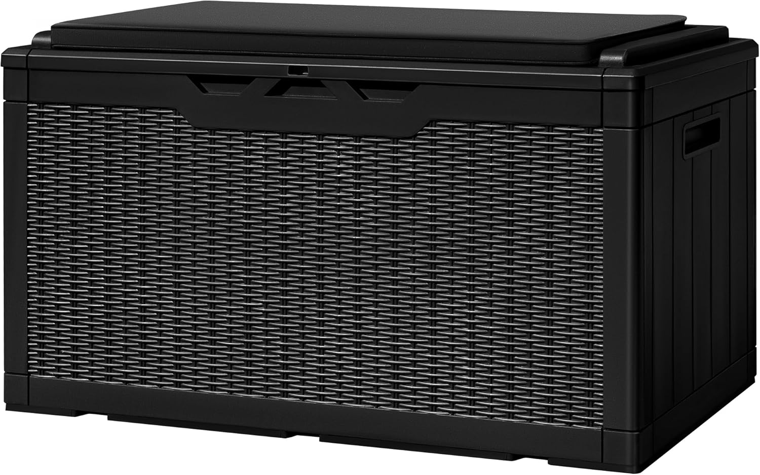 Greesum 82 Gallon Resin Deck Box All Weather Large Outdoor Storage for Patio Furniture, Toys, Garden Tools, Lockable, Black