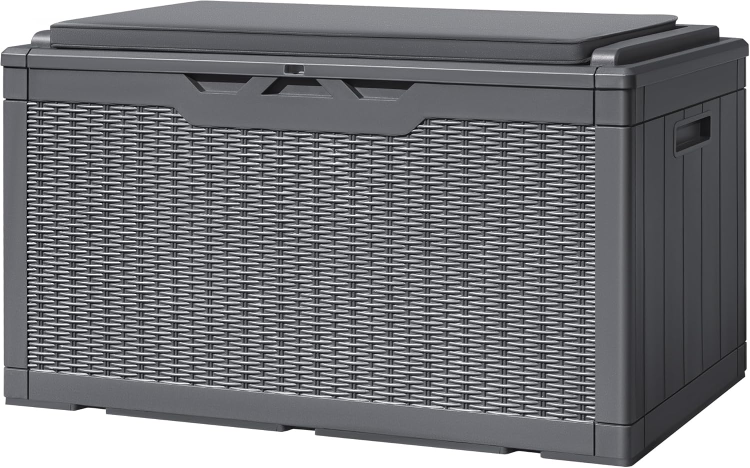 Greesum 82 Gallon Resin Deck Box All Weather Large Outdoor Storage for Patio Furniture, Toys, Garden Tools, Lockable, Black