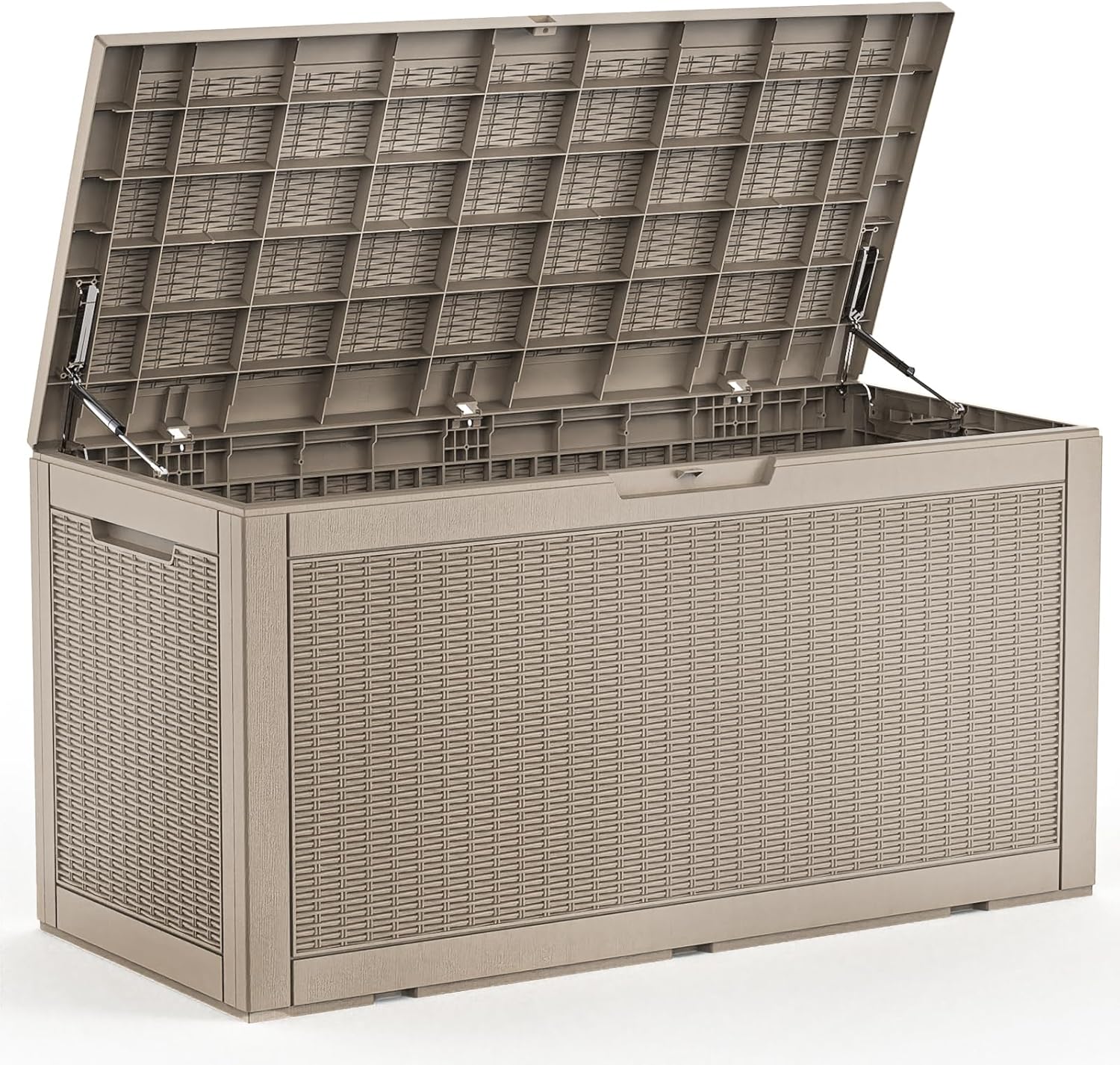 MAIUSCOLI 150 Gallon Waterproof Outdoor Storage Box,Resin Deck Box,Lockable Outside Storage Box Container for Patio Furniure,Garden,Tools (150 Gallon,Black)