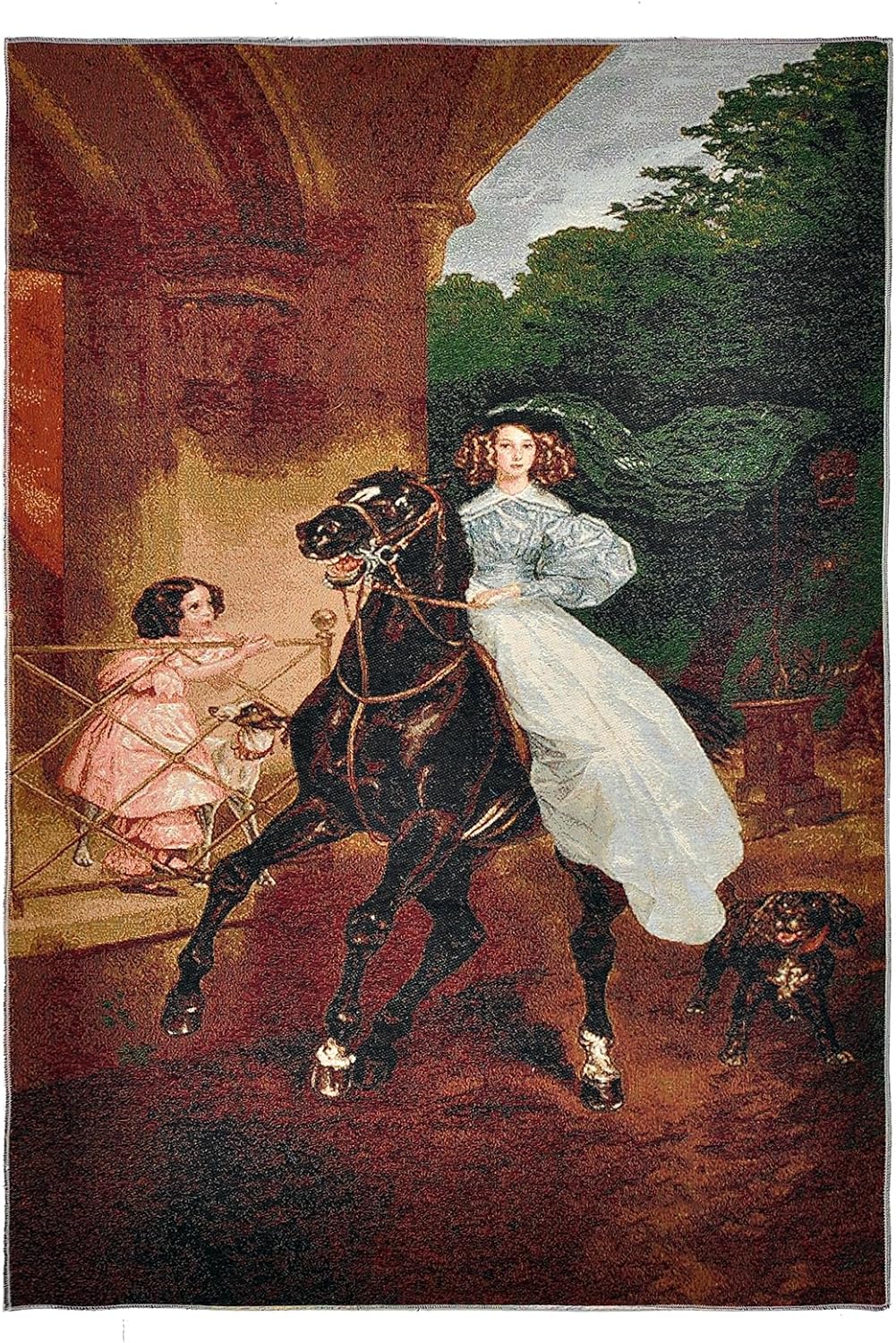 AureoMadis Woven Tapestry Wall Hanging - Large Vintage Medieval Renaissance Victorian Art Home Decor for Living Room Bedroom (34.5" W x 28.0" H) - Hunting Scene with lining