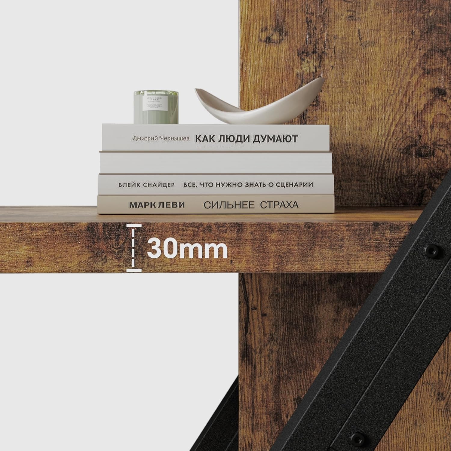 FUSUNBAO Industrial Bookshelf, Vintage 5-Tier Tall Bookcase with Wood and Metal Frame, Rustic Large Display Shelf for Home Office, 67" H x 47" L x 12" W, Rustic Brown