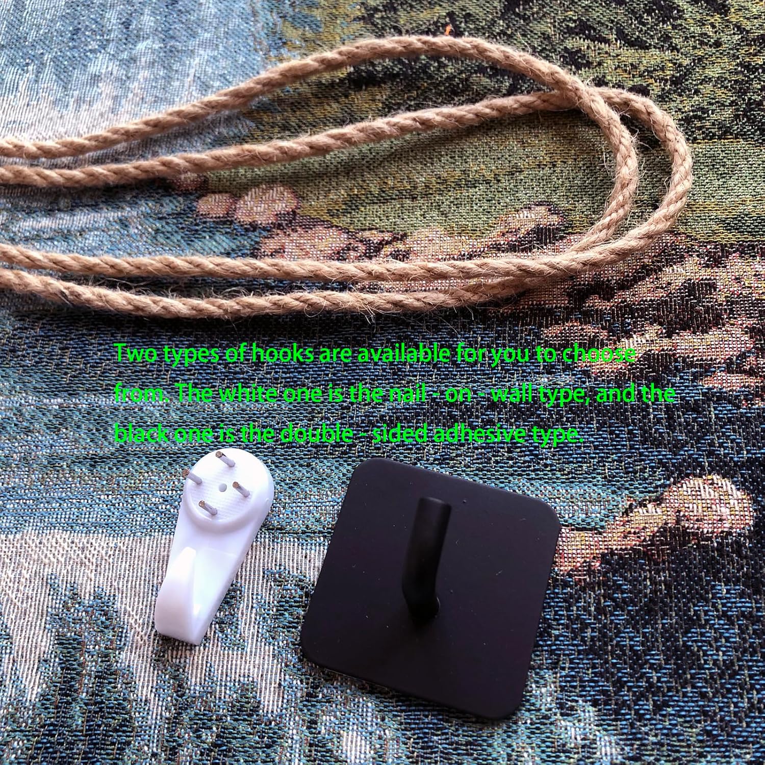 Vintage Nature Tapestry Wall Hanging Set with Telescopic Rod & Tassels - Jacquard Woven Fabric Aesthetic Lake & Mountain Landscape Wall Tapestry for Bedroom/Living Room Decor Green Art (42"x27")