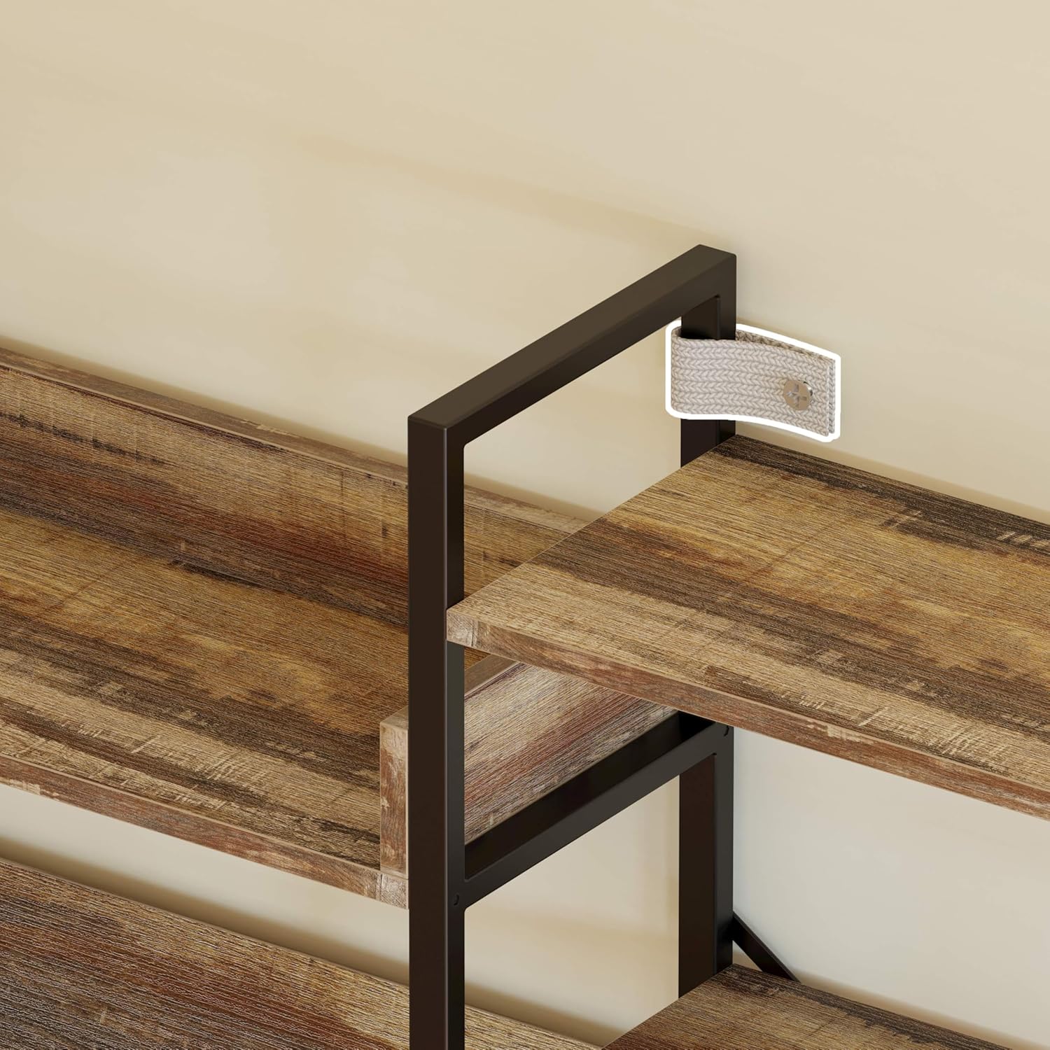 IRONCK Industrial Bookshelves 6 Tiers Triple Wide Bookshelf, Large Etagere Bookshelf Open Record Player Shelves with Metal Frame for Living Room Home Office