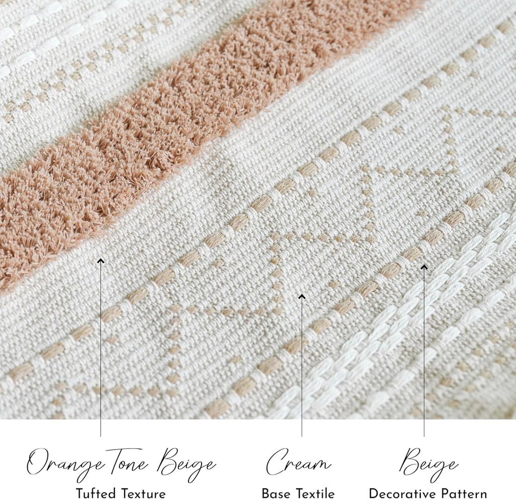 BlissBlush Long Vertical Wall Hanging Tapestry Woven Boho Farmhouse Decor Cream Beige Tassel Handmade Wall Art Decoration for Bedroom Living Room Dorm Nursery Apartment, 16x39 INCH